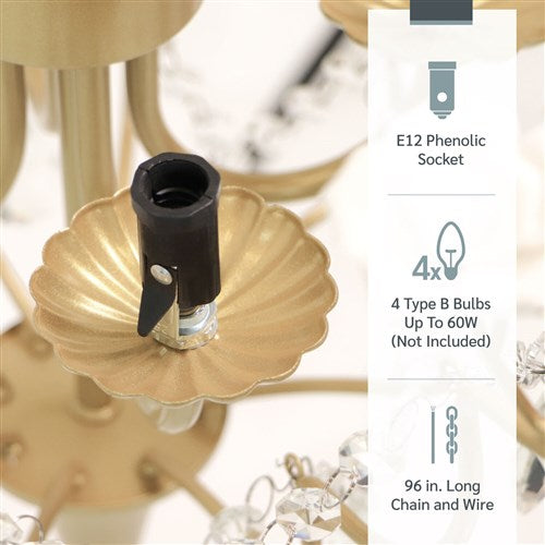 AF Lighting Floral 4 Light Ceramic Cream Rose Chandelier