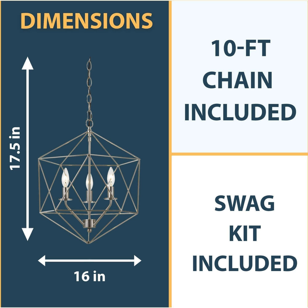 Chandelier - Bellini Three-Light Chandelier Brushed Nickel 9132-3H