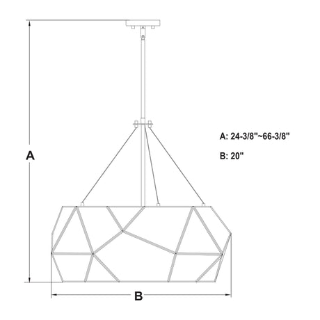 Pendant - Euclid 20 In. W 3 Light Pendant Aged Brass P0317