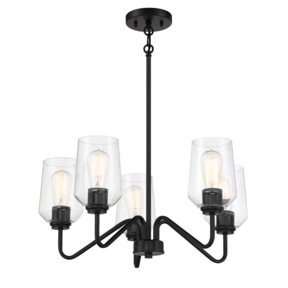 Transitional - Craftmade Shayna 5 Light Chandelier Flat Black 56125-FB
