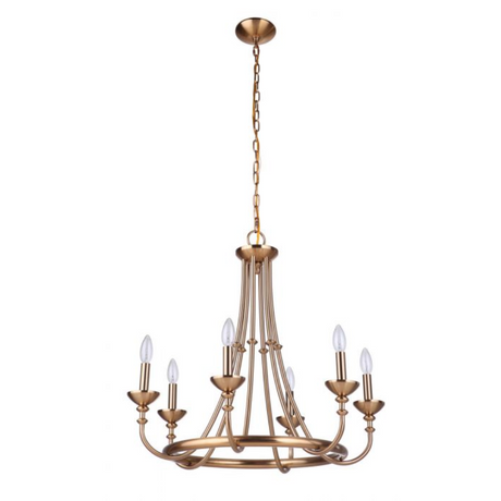 Elegant bronze chandelier with six lights, perfect for adding a luxurious touch to any interior space.