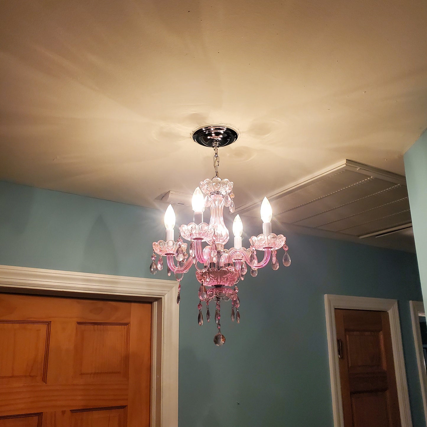 James R Moder Mini 4 Arm Chandelier Rosa Pink 40824S2R