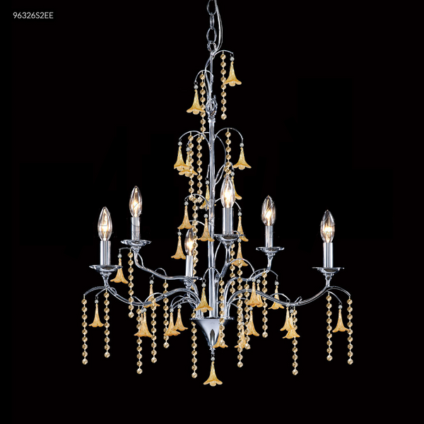 James R Moder Murano Collection 6 Arm Crystal Chandelier Silver / Gold 96326S22E