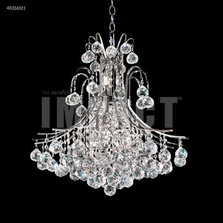 James R Moder Cascade 11 Light Austria Chandelier with sparkling crystal spheres and octagons, creating a cascading light effect.