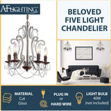 Chandelier - AF Lighting Beloved Five Light Mini Chandelier Bronze / Clear 5195-5H