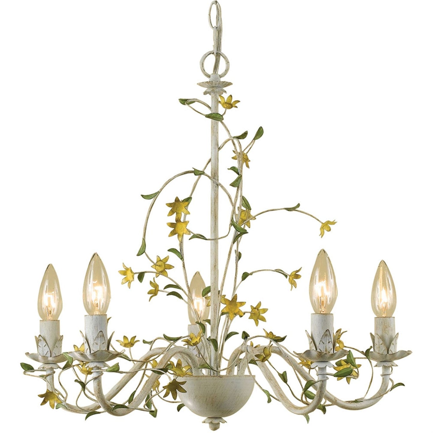 Chandelier - AF Lighting Grace Five-Light Star Flower Chandelier Antique Cream 7046-5H