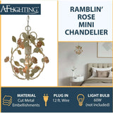 Chandelier - AF Lighting Ramblin' Rose Mini Chandelier Antique Cream 7051-1H