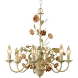 Chandelier - AF Lighting Ramblin' Rose Six-Light Chandelier Antique Cream 7050-6H