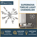 Chandelier - AF Lighting Supernova Twelve Light Chandelier Polished Chrome 5695-12H