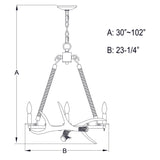 Chandelier - Breckenridge 23.25-in. 4 Light Antler Chandelier Aged Iron With Natural Rope H0262