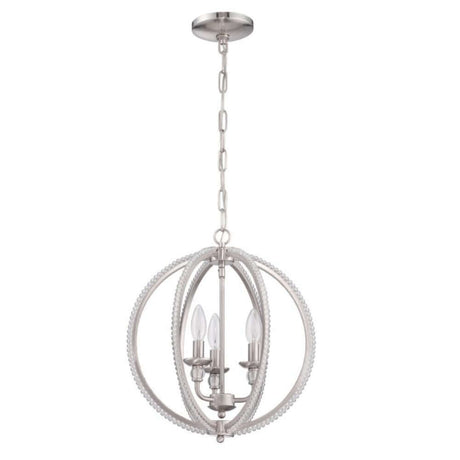 Chandelier - Craftmade 3 Light Mini Chandelier Nickel & Antique Linen 1043C