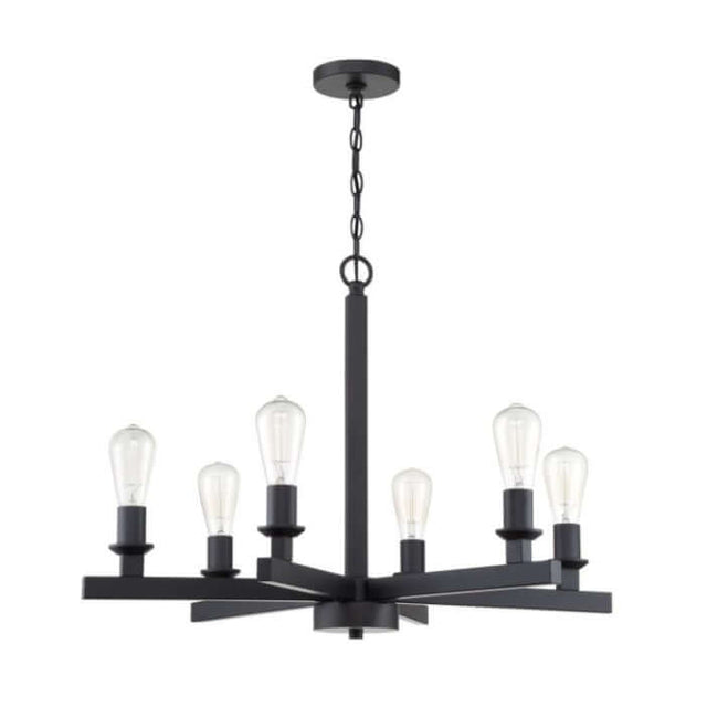 Chandelier - Craftmade Chicago 6 Light Chandelier Flat Black 53126-FB