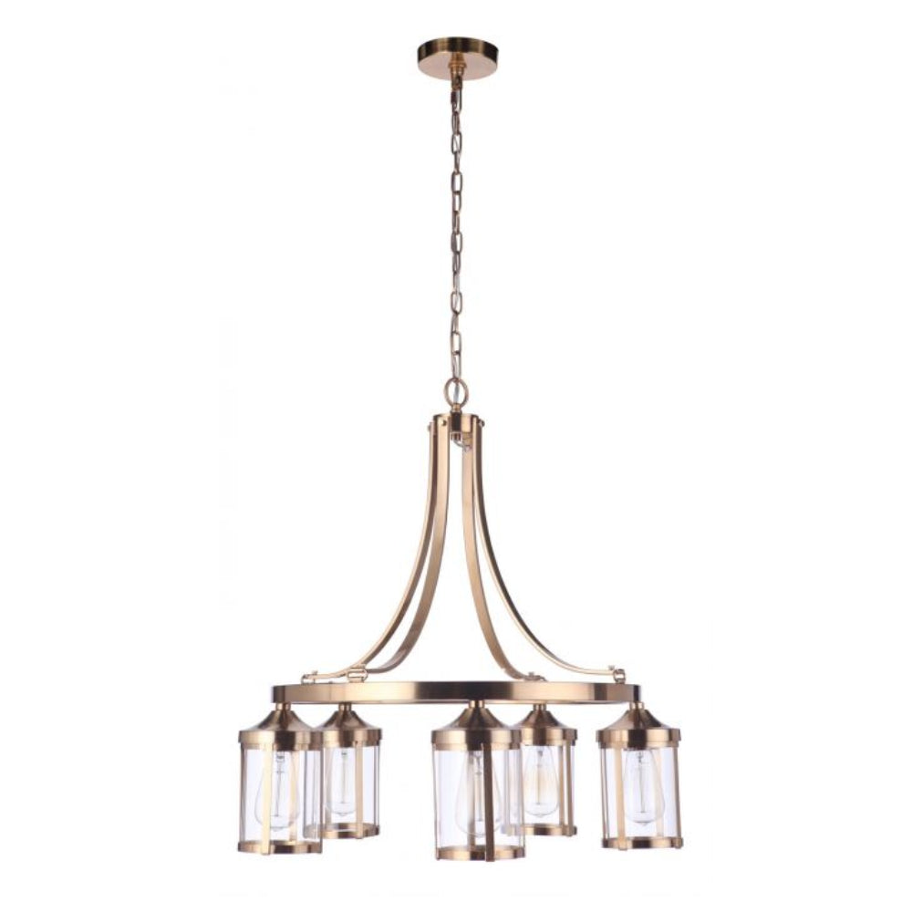 Chandelier - Craftmade Elliot 5 Light Chandelier Satin Brass 55325-SB