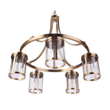 Craftmade Elliot 5 Light Chandelier in Satin Brass with clear glass shades, perfect for modern home decor.