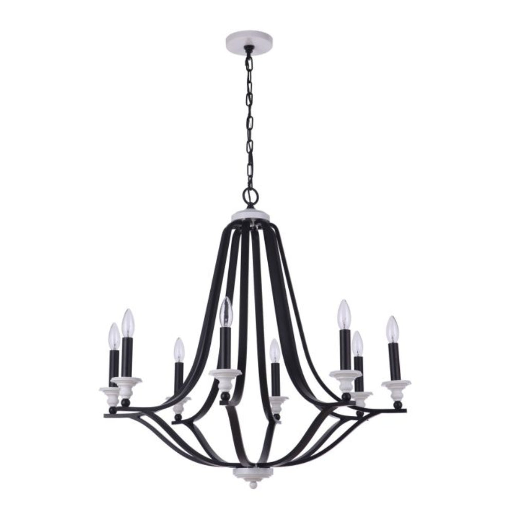 Chandelier - Craftmade Esme 8 Light Chandelier Black / White 57628-FBMWW