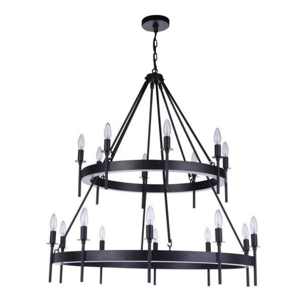 Chandelier - Craftmade Larrson 18 Light Chandelier Flat Black 54318-FB