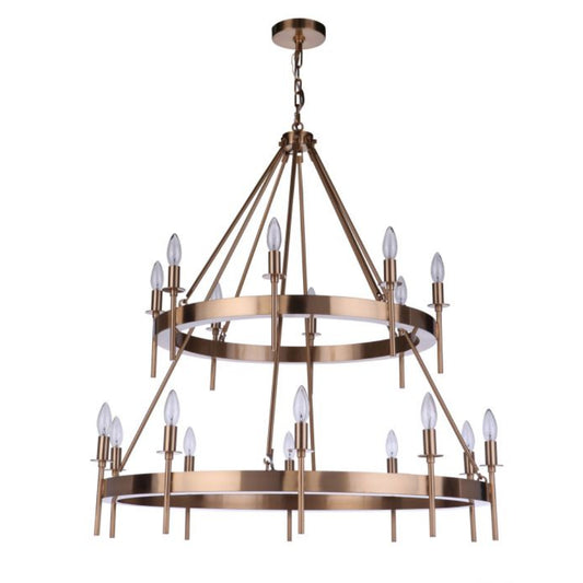 Chandelier - Craftmade Larrson 18 Light Chandelier Satin Brass 54318-SB