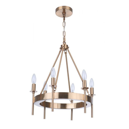 Chandelier - Craftmade Larrson 6 Light Mini Chandelier Brass 54326-SB