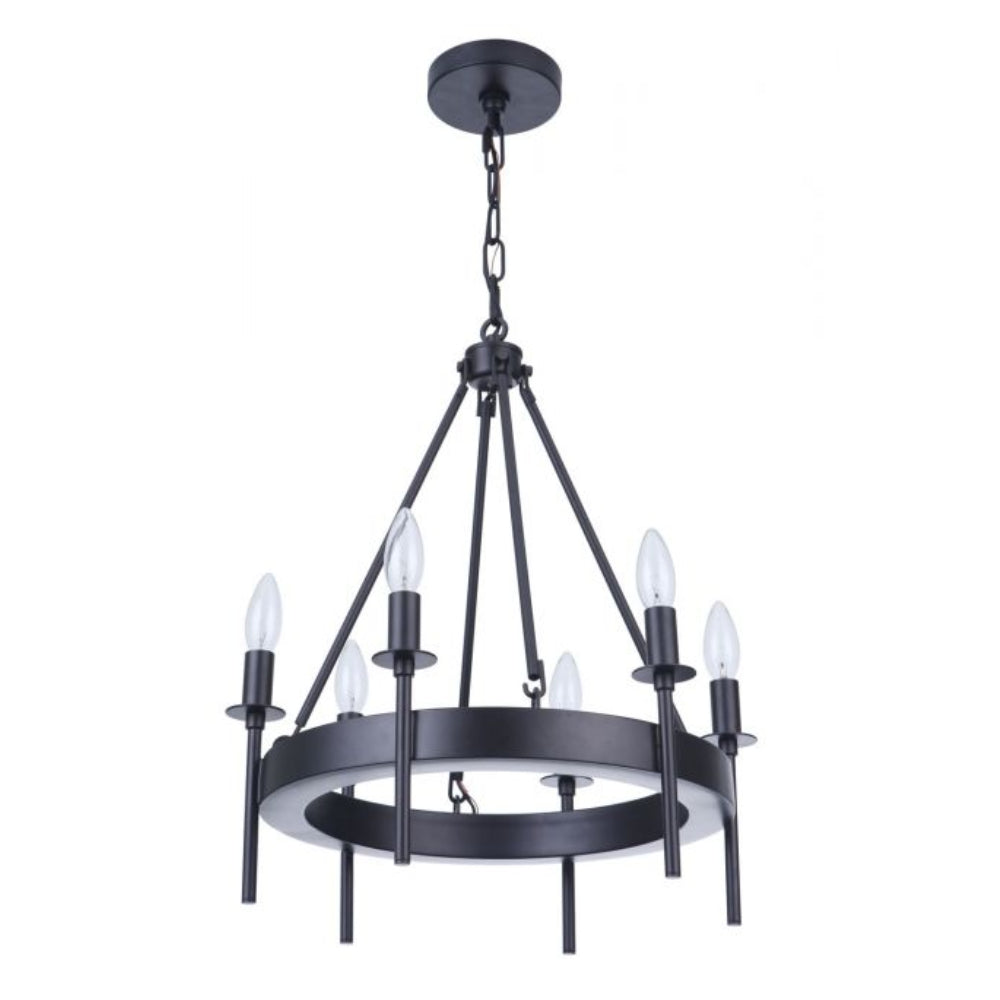 Chandelier - Craftmade Larrson 6 Light Mini Chandelier Nickel & Black 54326