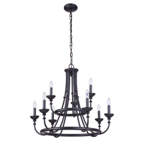 Chandelier - Craftmade Marlowe 9 Light Chandelier Flat Black 53729-FB