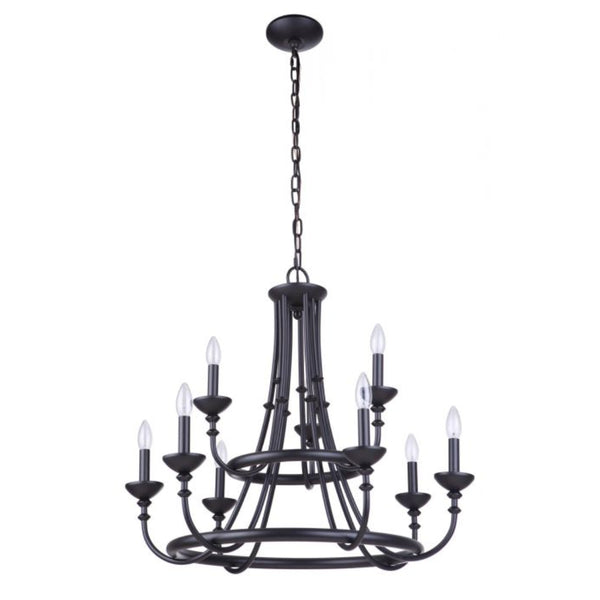 Chandelier - Craftmade Marlowe 9 Light Chandelier Flat Black 53729-FB