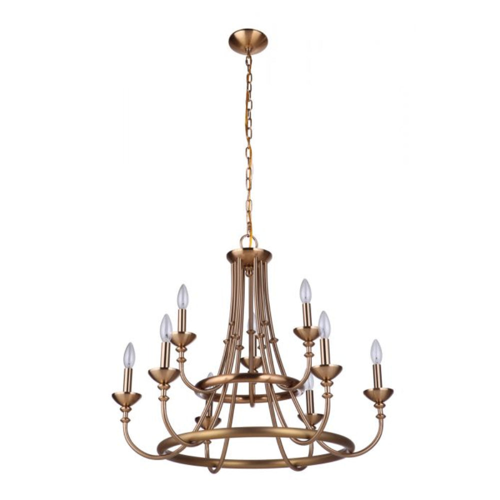 Chandelier - Craftmade Marlowe 9 Light Chandelier Satin Brass 53729-SB