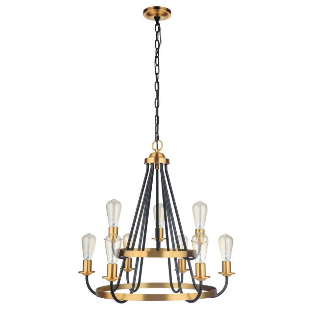 Chandelier - Craftmade Randolph 9 Light Chandelier Brass / Black 50329-FBSB