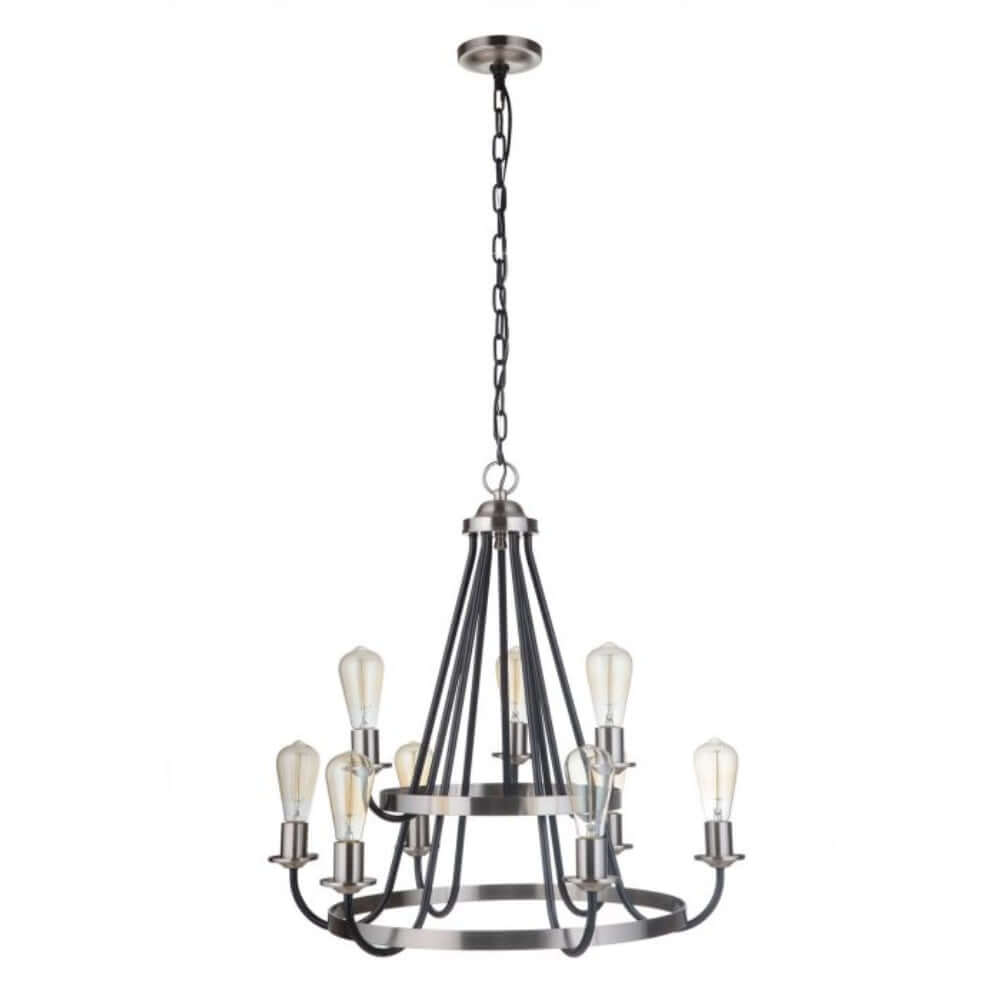 Chandelier - Craftmade Randolph 9 Light Chandelier Nickel / Black 50329-FBBNK