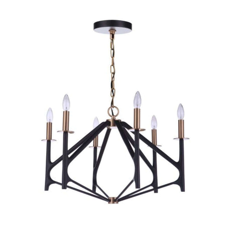 Chandelier - Craftmade Reserve 6 Light Chandelier Black / Satin Brass 55526