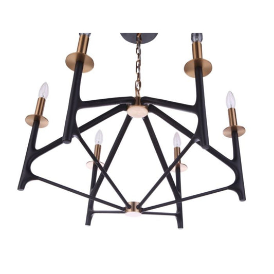 Chandelier - Craftmade Reserve 6 Light Chandelier Black / Satin Brass 55526