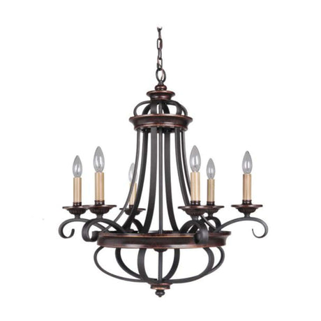 Chandelier - Craftmade Stafford 6 Light Chandelier Aged Bronze 38726