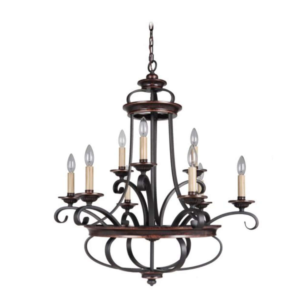 Chandelier - Craftmade Stafford 9 Light Chandelier Aged Bronze 38729