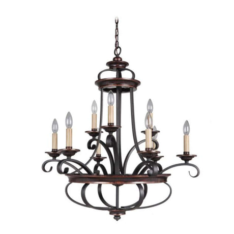 Chandelier - Craftmade Stafford 9 Light Chandelier Aged Bronze 38729