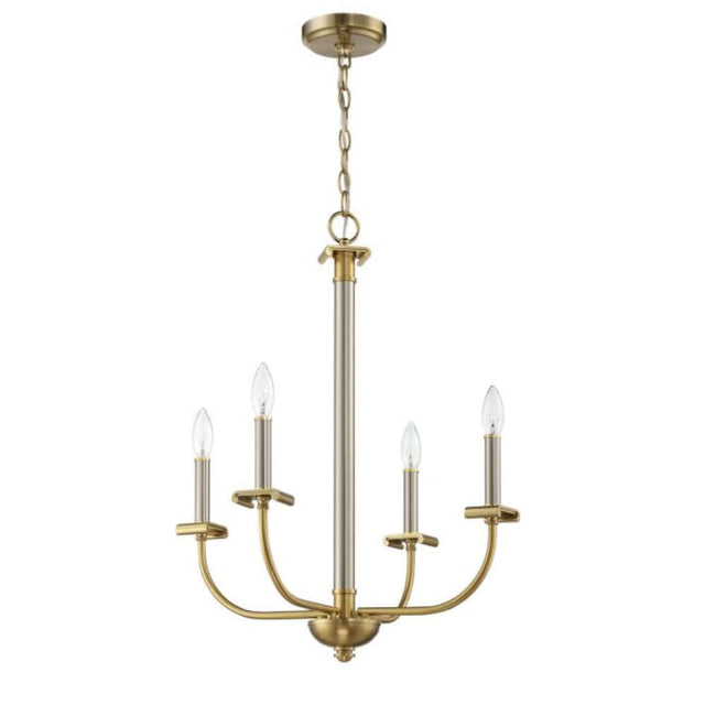 Chandelier - Craftmade Stanza 4 Light Chandelier Nickel / Brass 54824-BNKSB