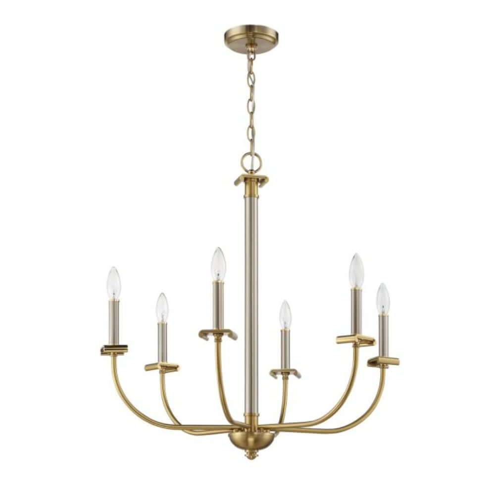 Chandelier - Craftmade Stanza 6 Light Chandelier Polished Nickel / Brass 54826