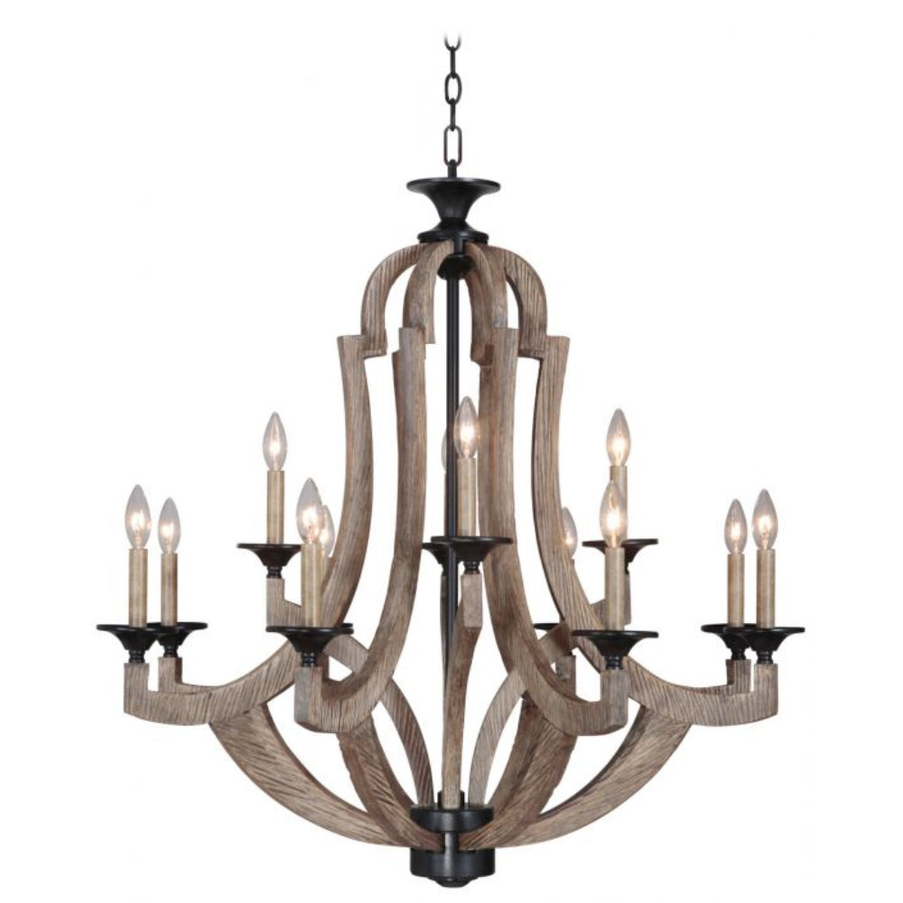 Chandelier - Craftmade Winton 12 Light Chandelier Weathered Pine 35112-WP