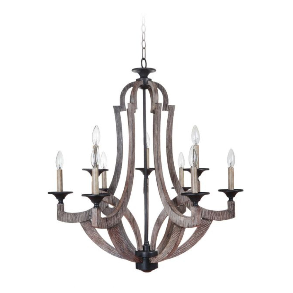 Chandelier - Craftmade Winton 9 Light Chandelier Weathered Pine 35129-WP