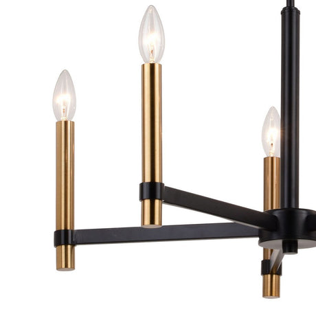 Chandelier - Damen 25-in. 5 Light Chandelier Matte Black And Natural Brass H0267