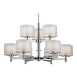 Chandelier - Double Organza Nine Light Two-Tier Chandelier Chrome, Nickel & Bronze 1272