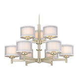 Chandelier - Double Organza Nine Light Two-Tier Chandelier Chrome, Nickel & Bronze 1272