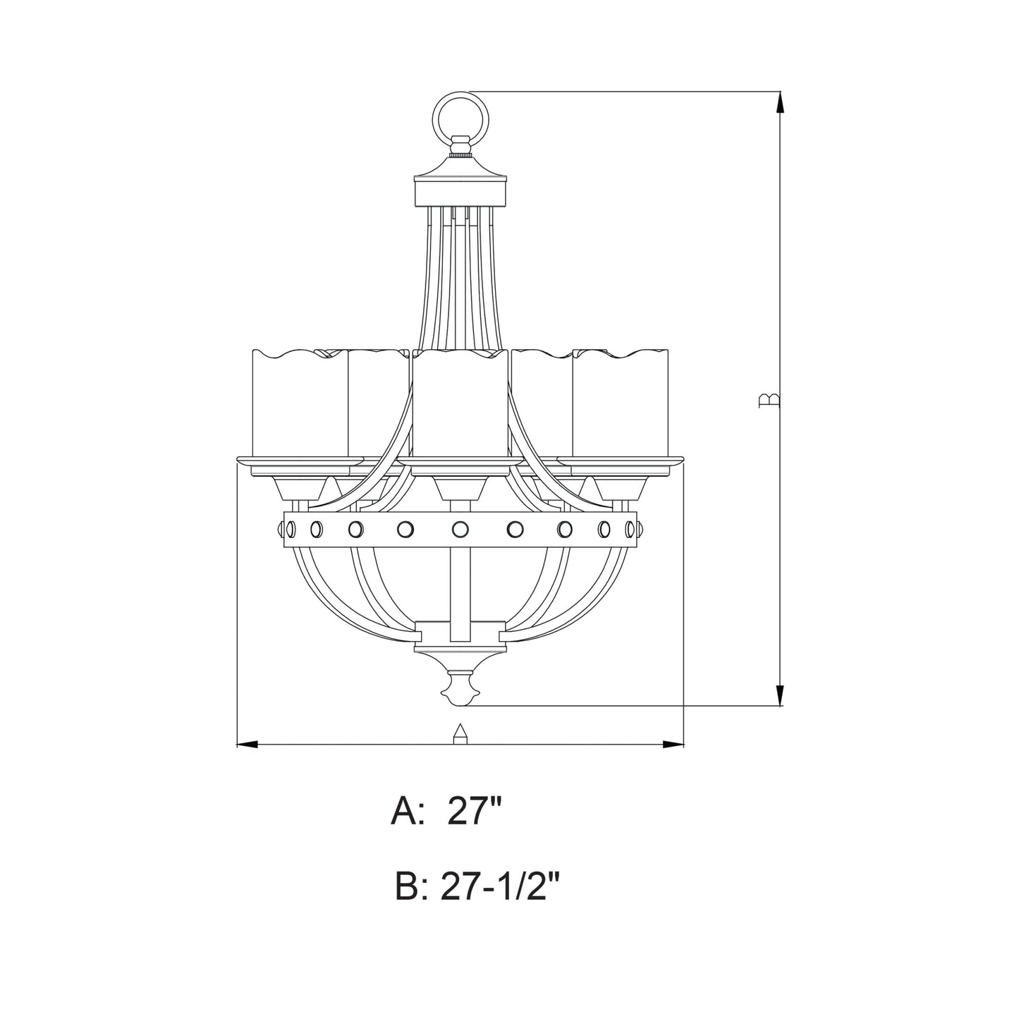 Chandelier - Halifax 5L Chandelier Black Walnut H0135