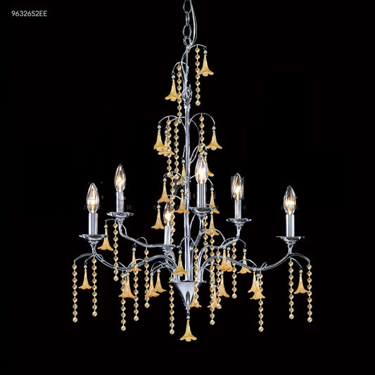 Chandelier - James R Moder Murano Collection 6 Arm Crystal Chandelier Silver / Gold