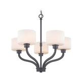 Chandelier - Kalina Five Light Chandelier Satin Nickel &  Warm Bronze 1260