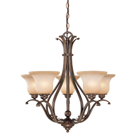 Chandelier - Monrovia 5L Chandelier Royal Bronze & Brushed Nickel