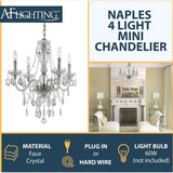 Chandelier - Naples Four-Light Mini Crystal Chandelier Chrome / Clear 8350-4H