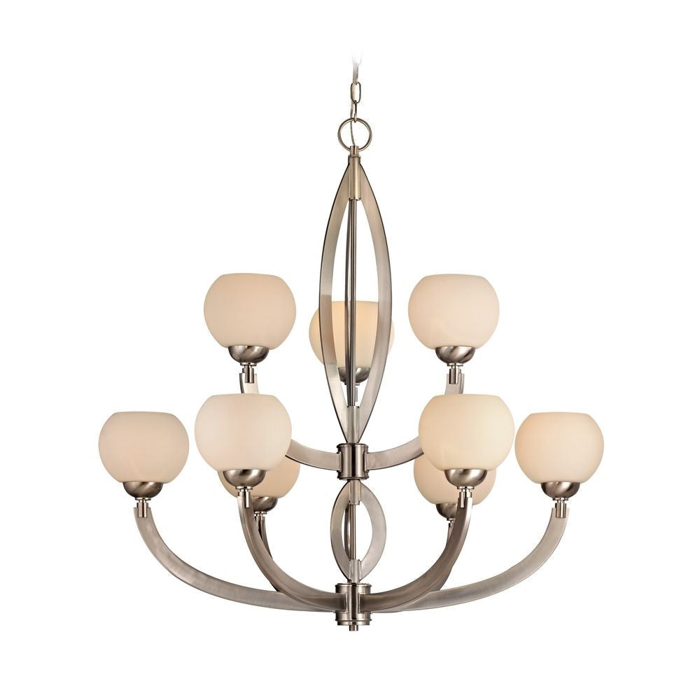 Chandelier - Odyssey Nine Light Two-Tier Chandelier Satin Nickel 2962-09