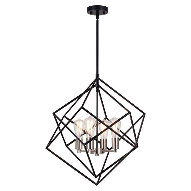 Chandelier - Rad 23.5-in. 4 Light Pendant Black And Satin Nickel P0373