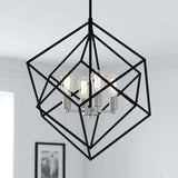 Chandelier - Rad 23.5-in. 4 Light Pendant Black And Satin Nickel P0373