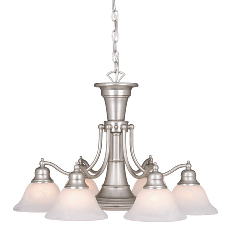 Chandelier - Standford 7L Chandelier Brushed Nickel & Antique Brass