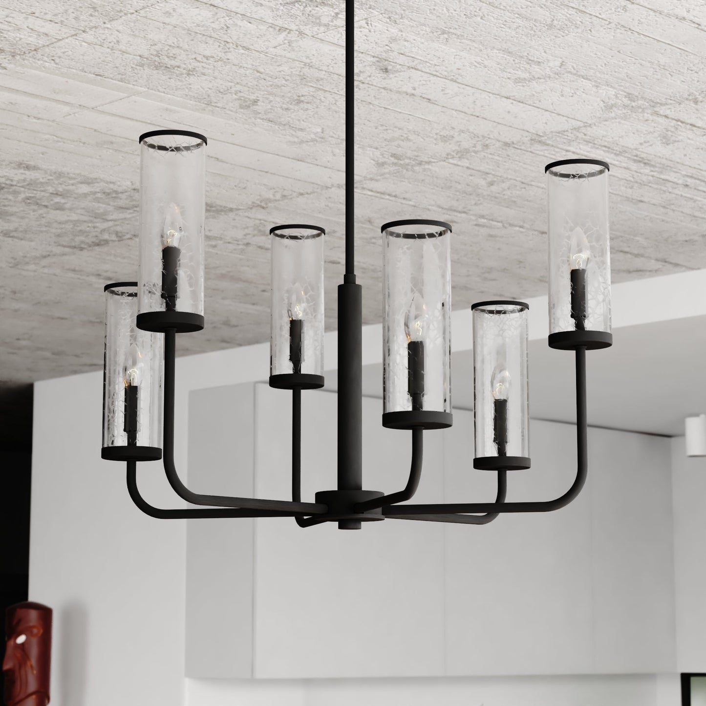 Chandelier - Vaxcel Glencoe 28-in. 6 Light Chandelier Matte Black H0266